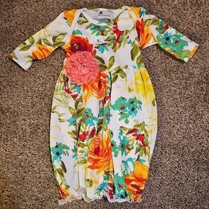 Bloom Floral Baby Dress with Red and Green Accents